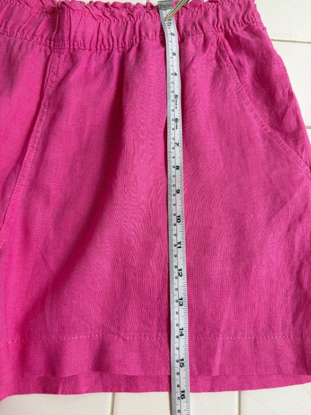 H&M Linen Shorts Pink Elastic Waist High Rise Summer NWOT Size L - Picture 12 of 13